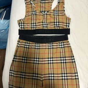 Burberry Beige Nova Check Crop Top and pants Set